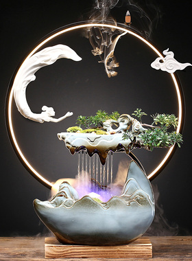 流水生财喷泉办公室桌面开业礼品