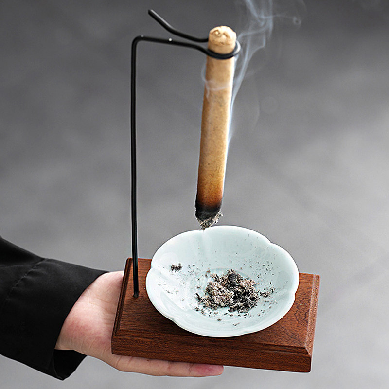 倒挂艾条香器专用底座艾柱艾草蚊香棒家用室内办公艾叶创意摆件图片