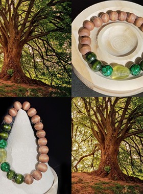 MUON LAKKE/万物生-原创檀木瓷珠春日手链棕色绿色天然手串男女款