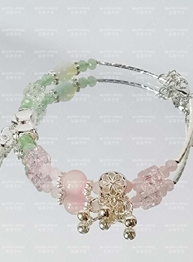 MUON LAKKE/桃溪-原创粉绿色方糖琉璃手链女闺蜜礼物清冷古风汉服