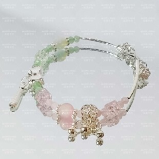 MUON LAKKE/桃溪-原创粉绿色方糖琉璃手链女闺蜜礼物清冷古风汉服