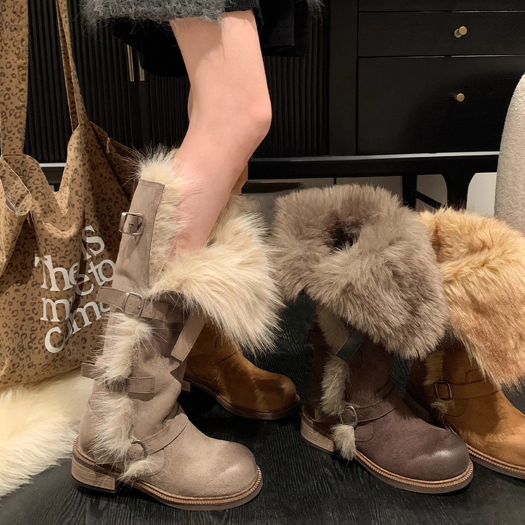 莫斯科俄式穿搭长筒休闲雪地靴女