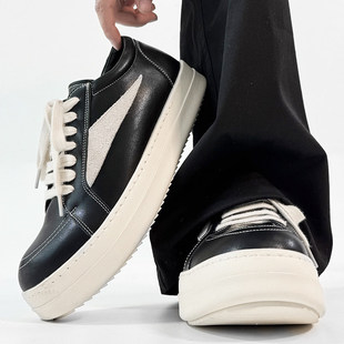 美式cleanfit ro倒三角板鞋男潮休闲德训鞋情侣翘头极简德比鞋女