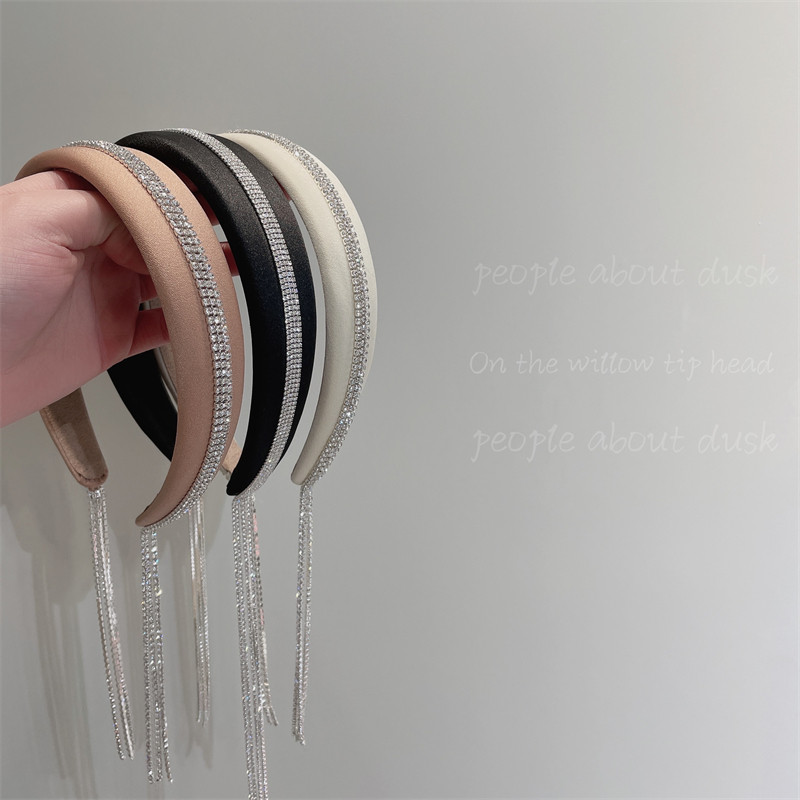 超仙气质发饰bling~水钻流苏发箍女网红时髦外出压发海绵头箍