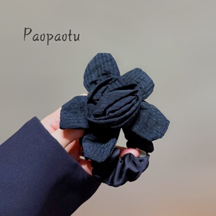 韩版新款大肠发圈头头花发饰绳扎感发高端号头绳黑色2026大头饰