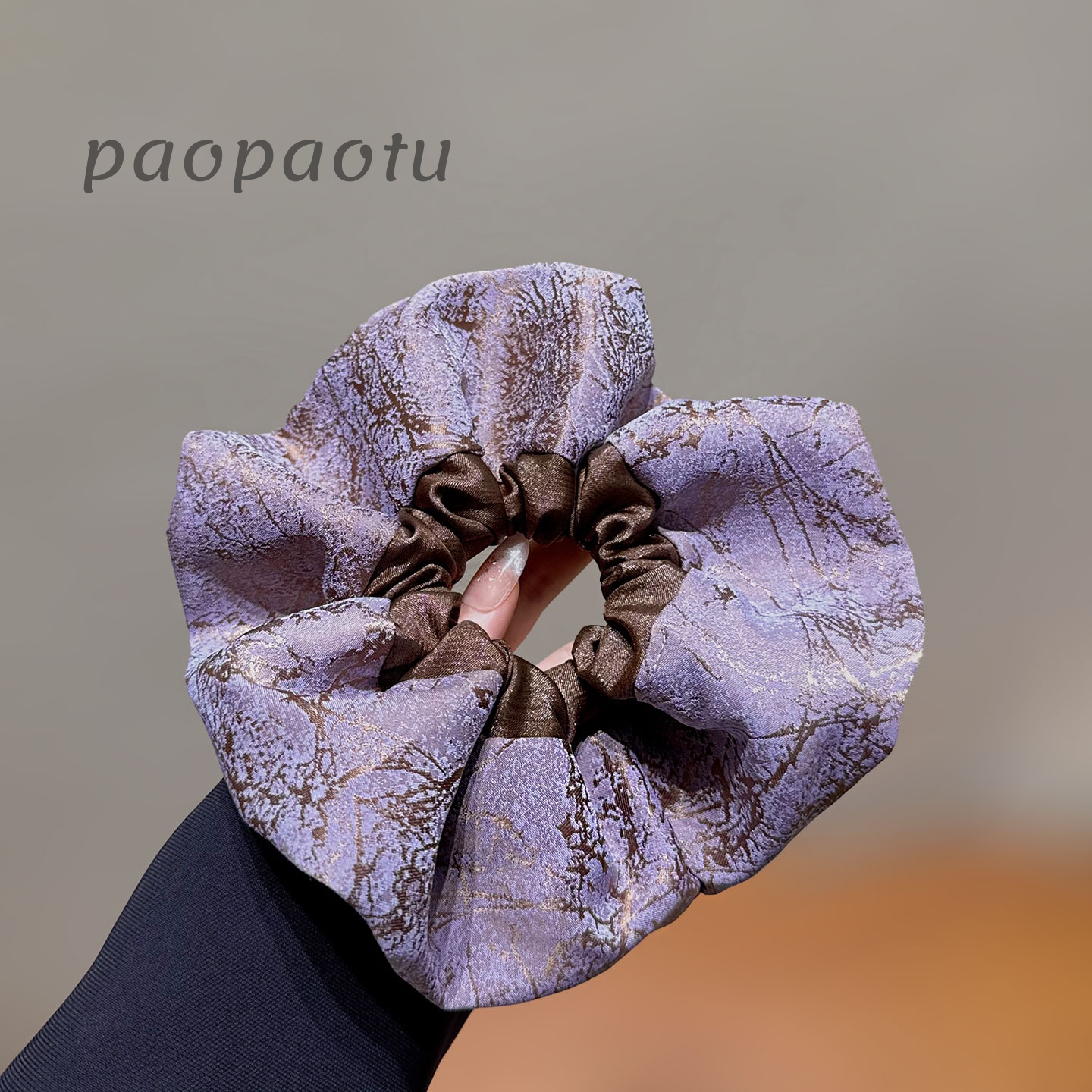 韩系高级感紫色碎花大肠发圈