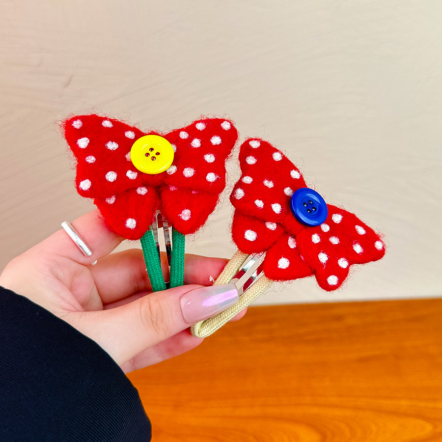 毛毡米妮蝴蝶结侧边刘海夹百搭日韩可爱风秋冬新款卡子减龄BB夹子