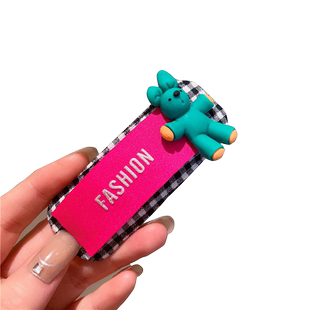 黑白格子发卡时尚兔子卡通BB夹百搭个性少女侧边刘海夹日韩卡子