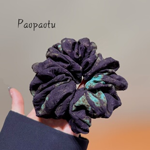 韩系气质复古高级感小众印花大肠发圈简约气质百搭头绳发绳发饰女