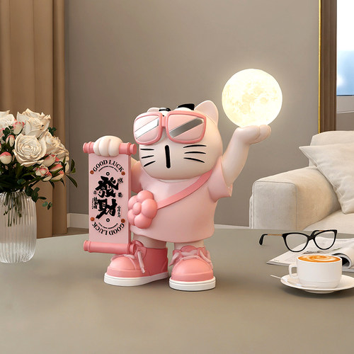 高级感招财猫摆件小夜灯