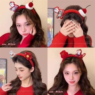 2026新年发箍女卡通马年头箍过年氛围感道具发夹红色儿童发卡头饰