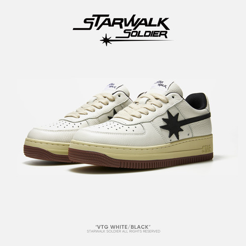 starwalk美式复古白黑棕流星鞋