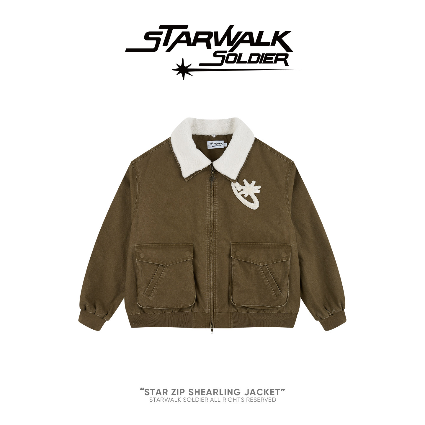 STARWALK SOLDIER翻领加厚短款外套女棉服美式复古加厚保暖夹克潮