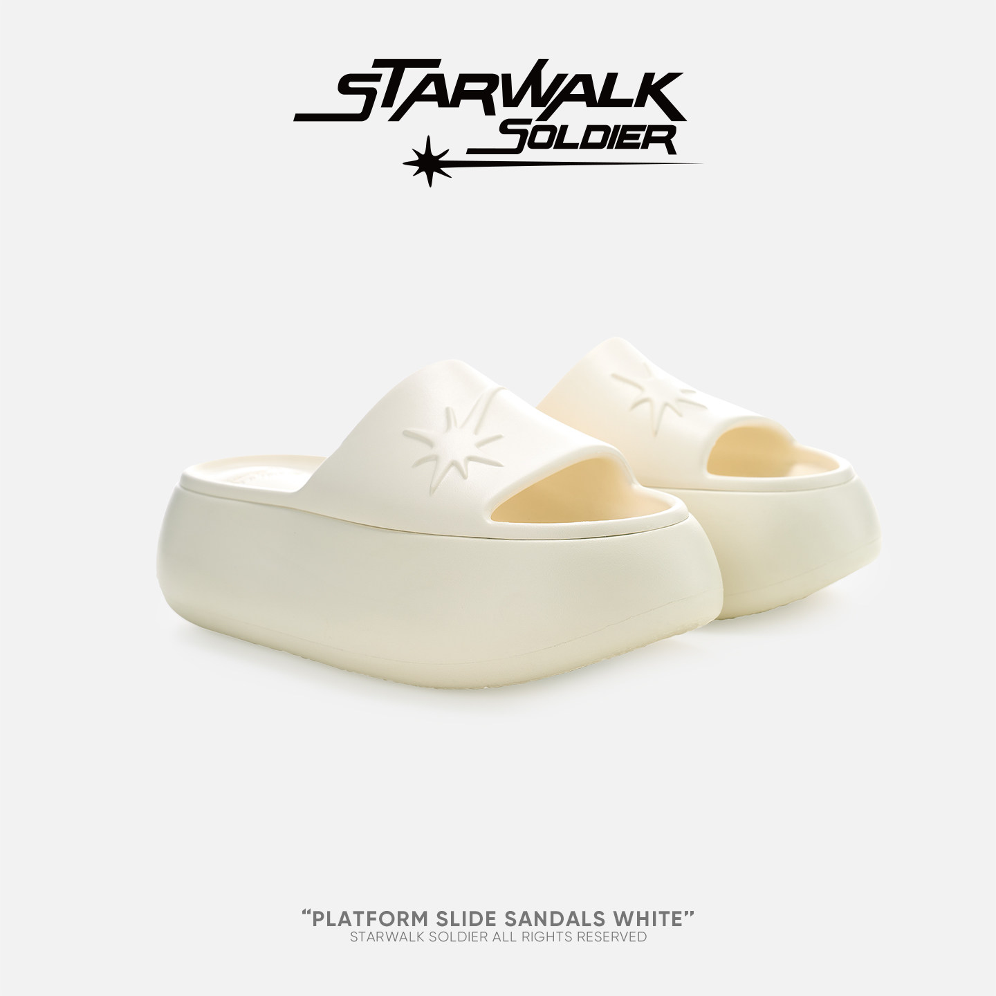 STARWALKSOLDIER*米白色流星"厚底拖鞋"夏季潮百搭增高外穿沙滩鞋