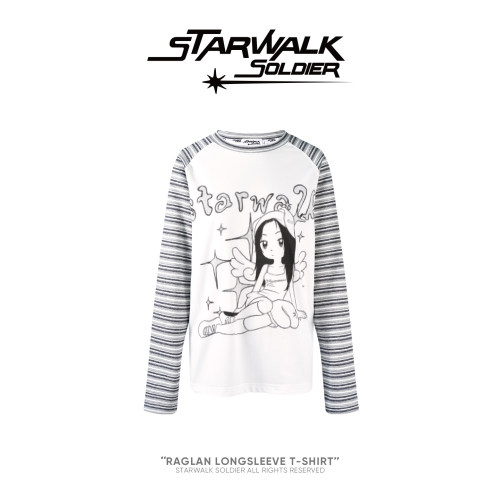 STARWALK条纹卡通插肩上衣