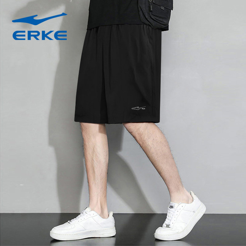 鸿星尔克短裤男运动裤黑色2024夏季新款男士休闲宽松速干休闲裤子