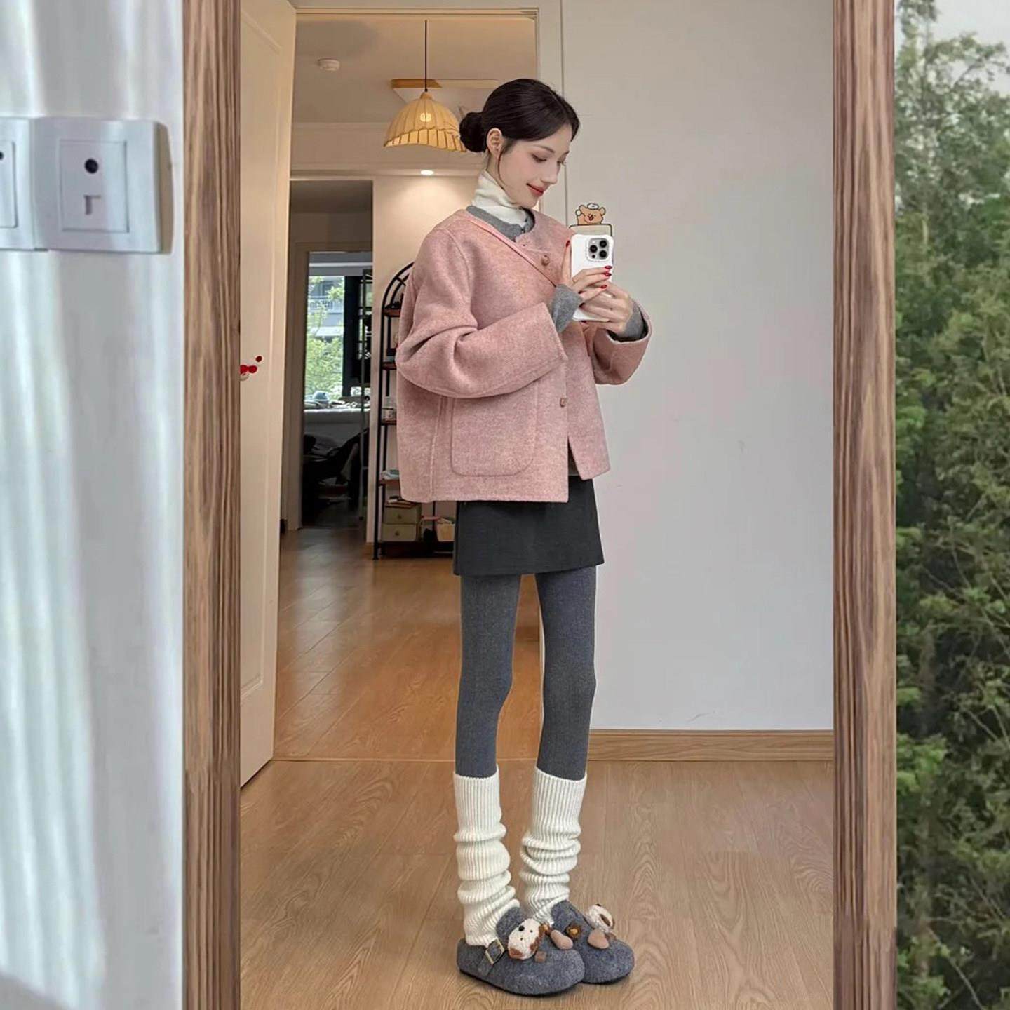 粉色圆领小香短款毛呢外套女秋冬季温柔风甜美小个子减龄呢子上衣,运动/瑜伽/健身/球迷用品,广场舞套装,淘宝优惠券,粉丝福利购,淘宝优惠卷