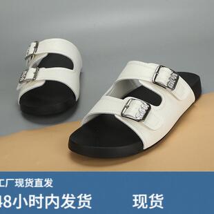 大码女鞋41-4夏季新款防滑休闲风双扣带一字拖百搭外穿凉拖鞋40