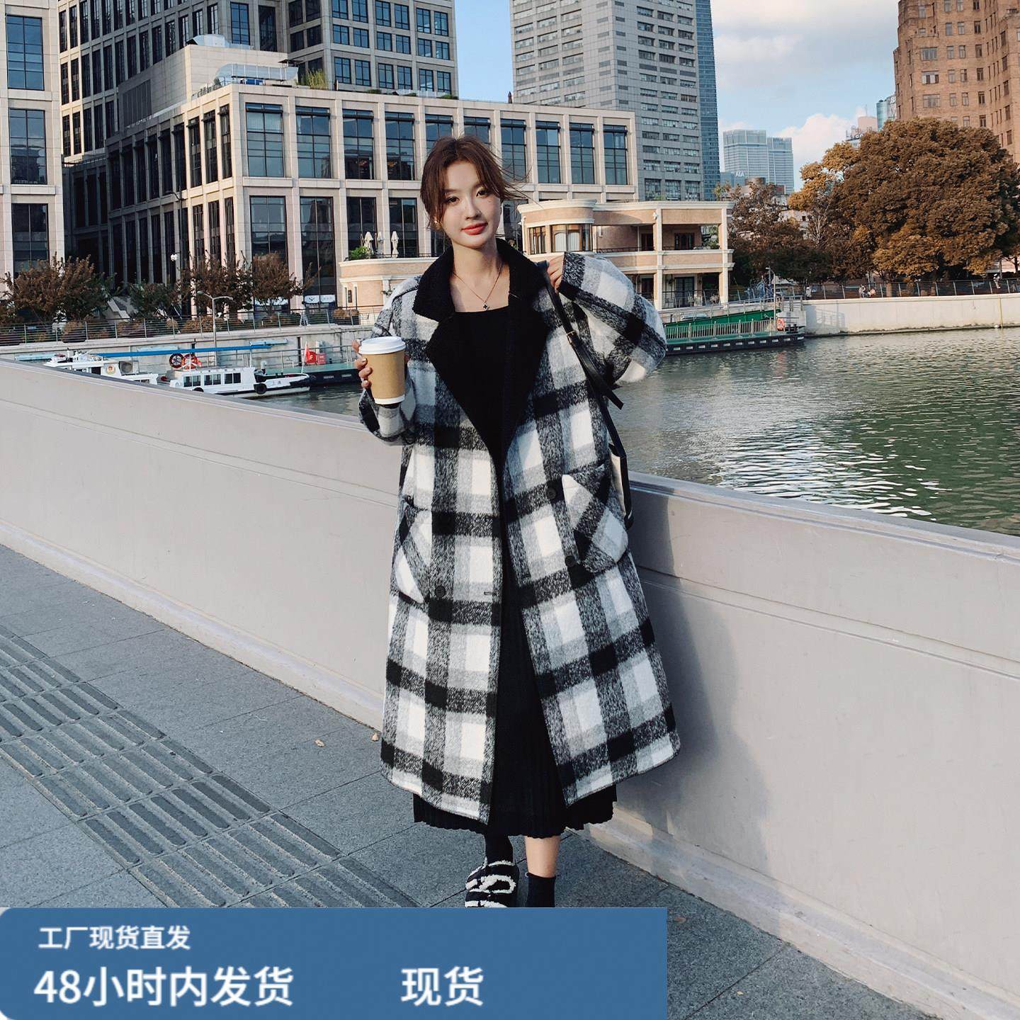 黑色两面穿格子羊羔毛大衣2025新款女冬法式高级感小香风加厚外套,运动/瑜伽/健身/球迷用品,广场舞套装,淘宝优惠券,粉丝福利购,淘宝优惠卷