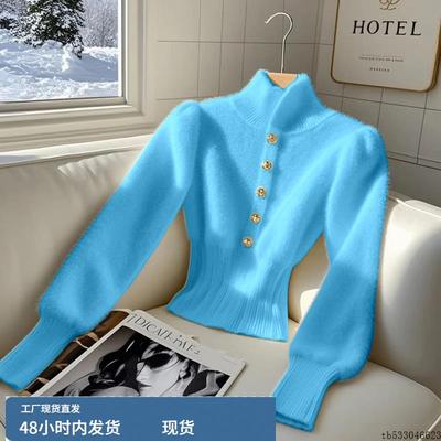 白色高领针织打底衫女秋冬季洋气独特别致高级感显瘦毛衣内搭上衣