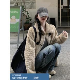 羊羔毛加绒外套女2025新款秋冬季今年流行爆款高级感加厚短款上衣