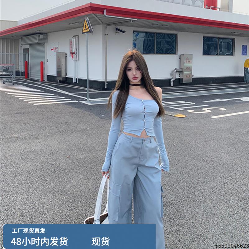 又酷又飒的穿搭套装女装早秋季高端精致减龄辣妹工装休闲裤两件套