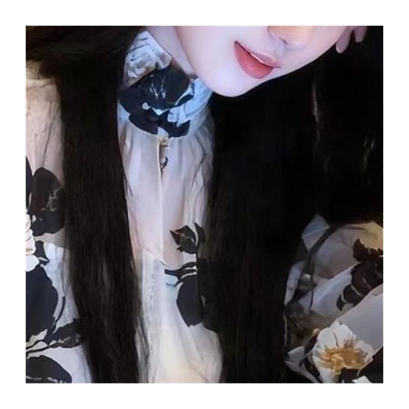 法式印花高领长袖衬衫女款早秋高级感小众气质轻奢减龄薄款上衣服