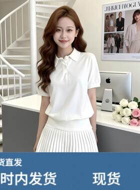 2026新款网球休闲运动JK制服白色polo连衣裙子百褶裙两件套装女夏