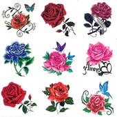 胸前纹身贴防水持久花朵蝴蝶逼真情侣泫雅小清新 一套30张 个性