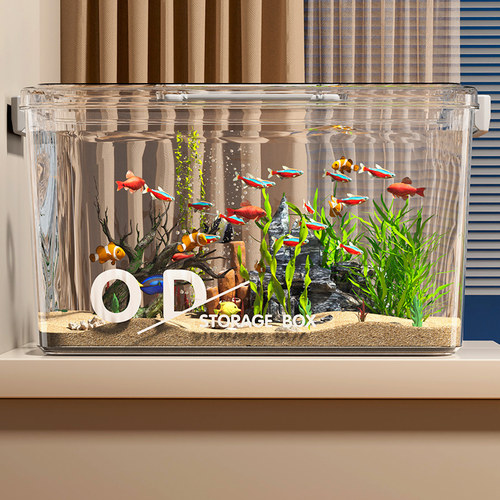 鱼缸生态箱高清高透PET金鱼缸饲养水族乌龟仓鼠生态造景收纳箱子