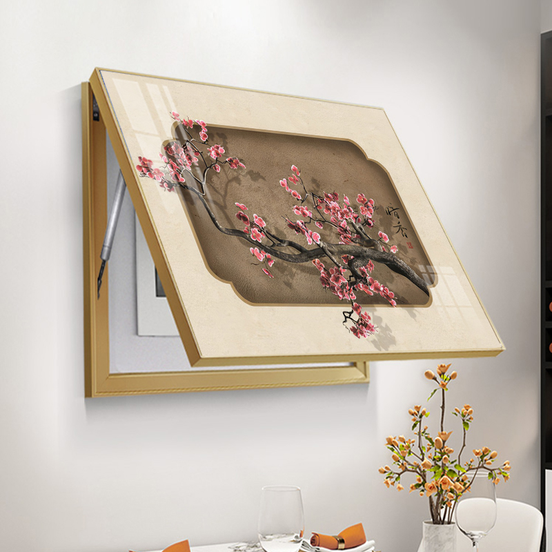 新古典电表箱装饰画植物花卉九鱼图挂画开关电源弱电箱免打孔壁画图片