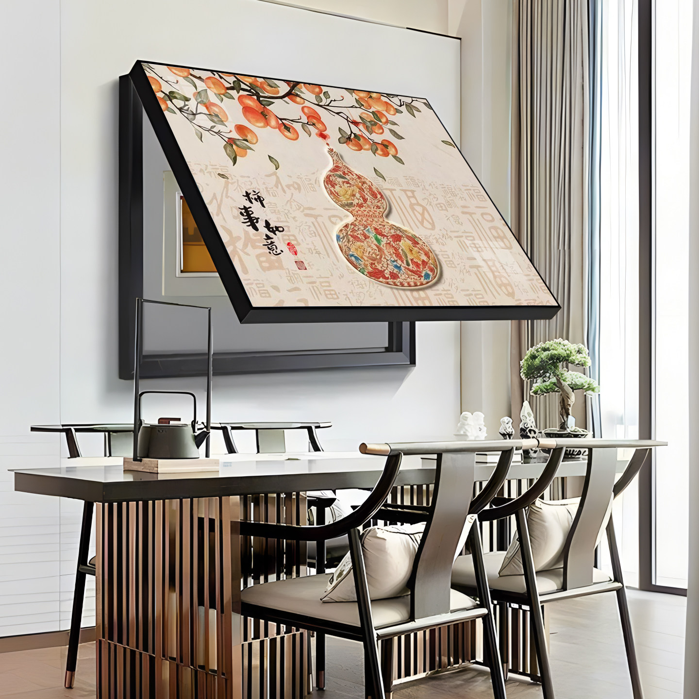 新中式电表箱装饰画葫芦百福寓意好免打孔配电箱壁画遮挡开关挂画