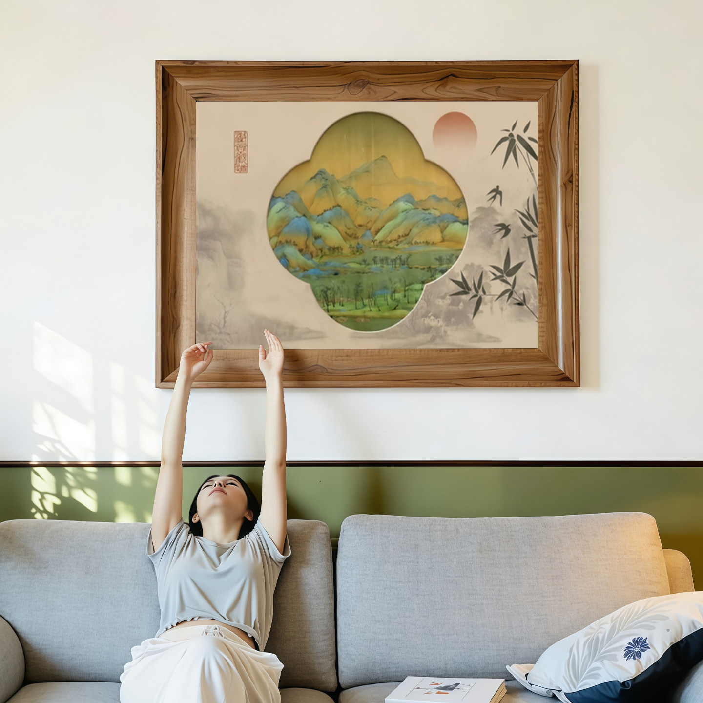 中古风电表箱装饰画中式免打孔配电箱壁画遮挡电闸网络箱葫芦挂画