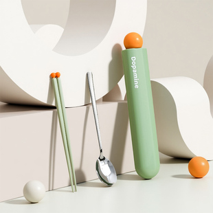 多巴胺便携餐具304不锈钢勺子筷子套装可爱上班族学生餐具收纳盒