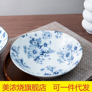 美浓烧家用碟子饺子盘餐盘餐具套装 进口釉下彩盘子菜盘 复古日式