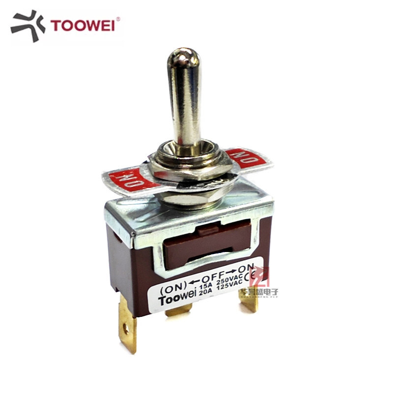 TOOWEI 摇臂开关 T701RT 3脚3档 ON 0FF (ON) 1自锁 1复位 中间停