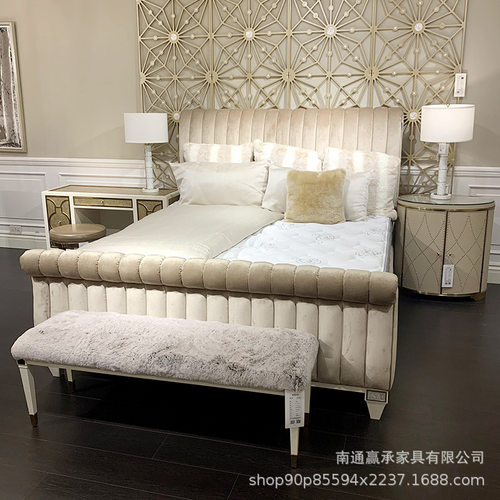 塞纳之光art欧式家具雪橇床美式轻奢布艺双人床1.8米别墅卧室婚床