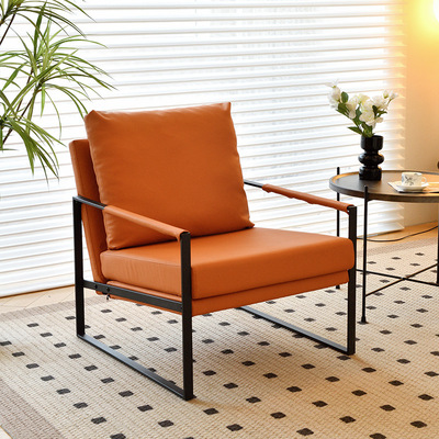 北欧单人沙发椅家用小户型阳台铁艺休闲椅简约客厅设计师网红单椅