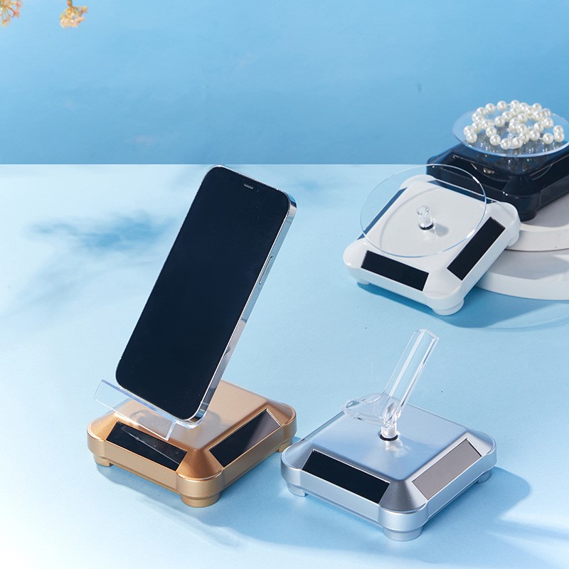 旋转展示台太阳能首饰架自动转盘手机香烟展示托盘玉器珠宝道具