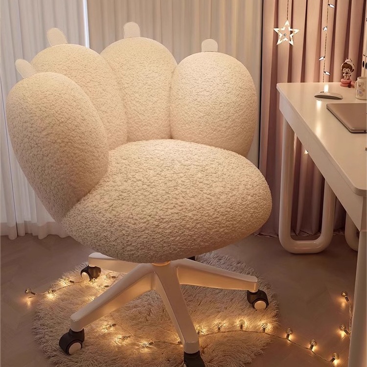 网红化妆椅奶油风猫爪凳女生卧室梳妆台凳子靠背家用轻奢美甲转J*
