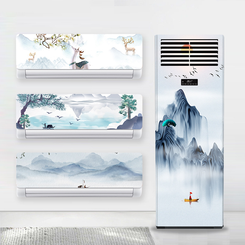 装饰空调翻新贴纸画贴中式创意自粘贴纸柜式挂机空调画贴纸PVC贴
