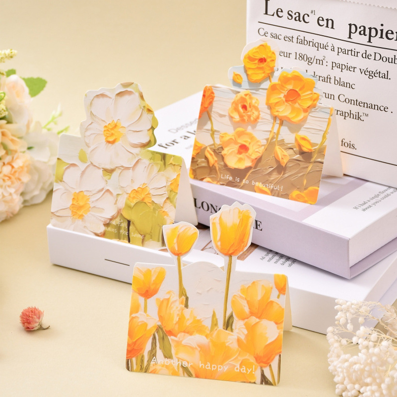 高颜值立体油画花系贺卡鲜花教师节送老师精美情人节祝福卡片