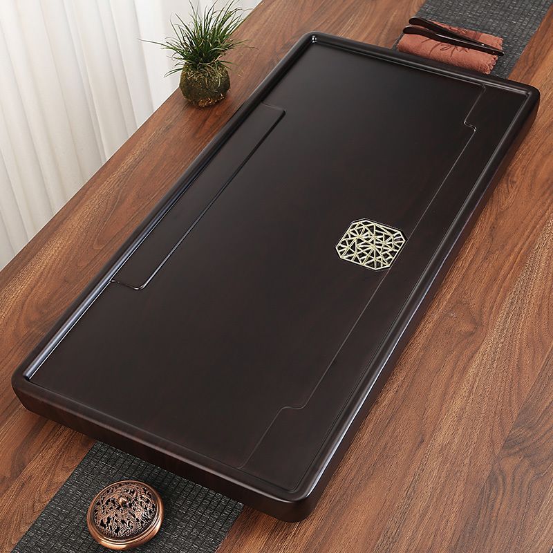 黑檀木茶盘整块实木办公室家用茶托排水茶台花梨红木简约茶海