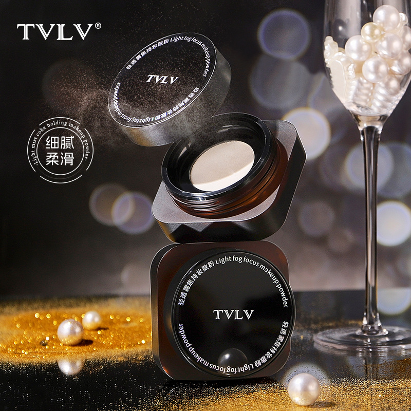 ，TVLV轻透雾焦持妆散粉黑磁防水防汗持久定妆控油提亮肤色哑光蜜