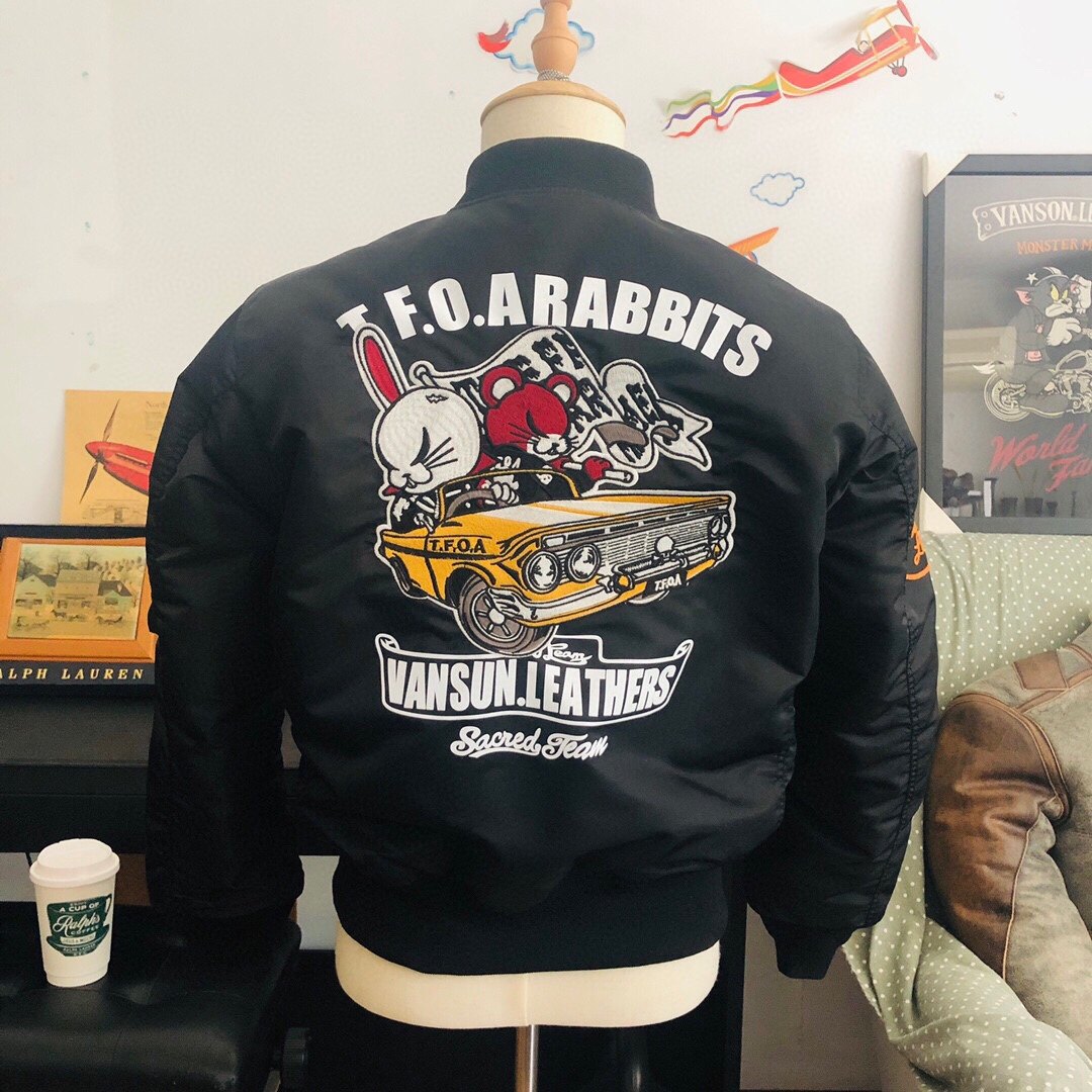 G07飞行夹克Vanson Ma1 TFO情侣棉服 奢华复古姬川敬单耳兔摩托服