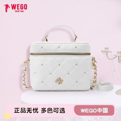 WEGO绗缝盒形链条斜挎包菱格包新款小香风手提包包时尚百搭女包
