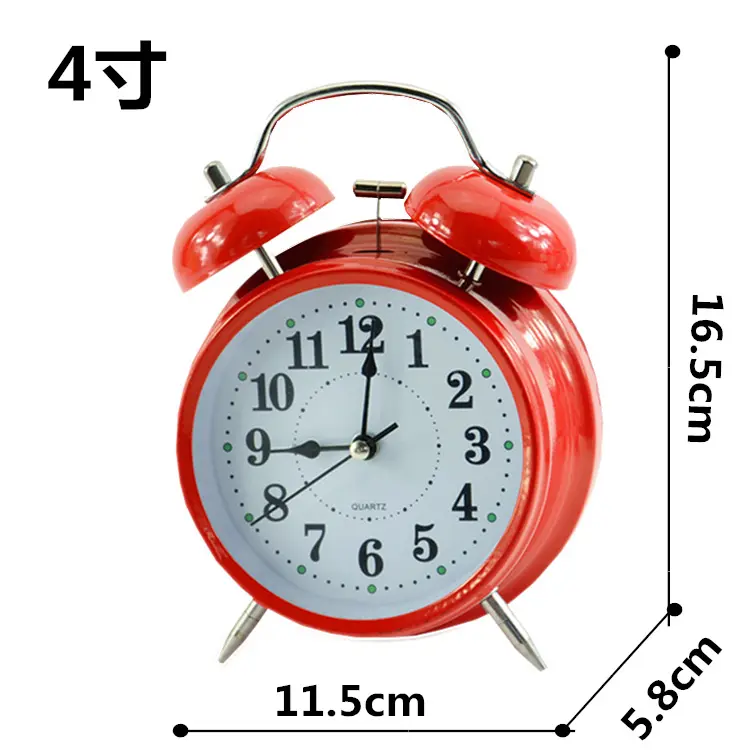 4寸金属打铃数字闹钟床头大音量