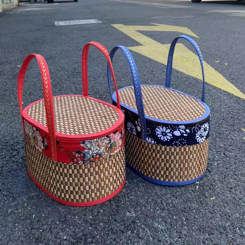 竹编折叠手提竹篮粽子月饼礼盒