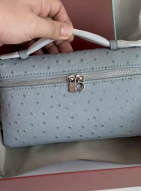 LP19鸵鸟纹饭盒包2025新款通勤旅行真皮小众设计单肩斜挎小方包