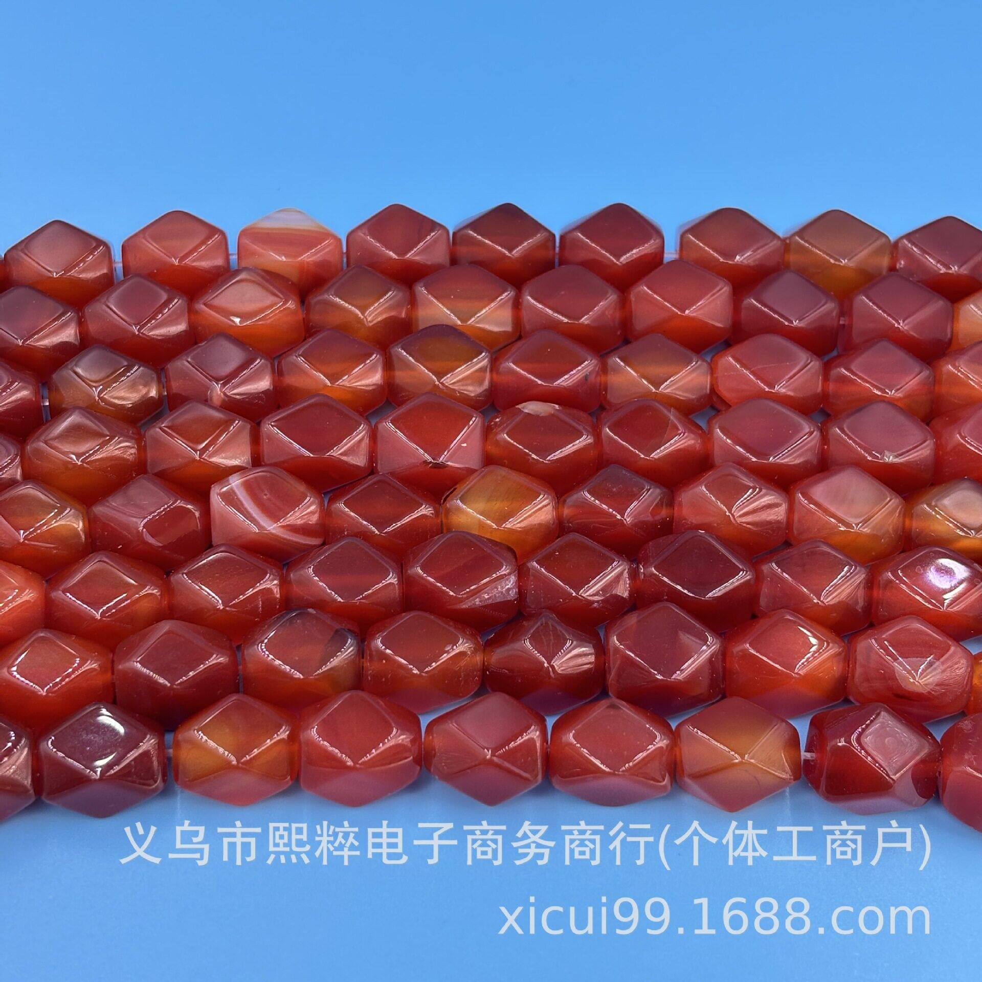 202610x14mm红玛瑙切八角长方块DIY手链项链饰品配件半成品串珠